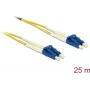 Šķiedru optikas kabelis DELOCK 80158 OS2 25 m, 2x LC–2x LC, 9 µm, pilns duplekss, dzeltens/zils