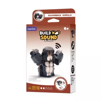 MierEdu Build and Listen 3D Puzle - Sudrabmuguras Gorilla
