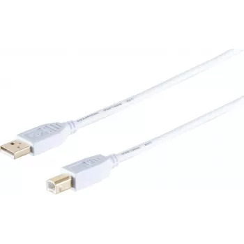 USB kabelis ShiverPeaks 77025-W — ātrgaitas USB 2.0 A tips uz B tipu, zeltīti kontakti