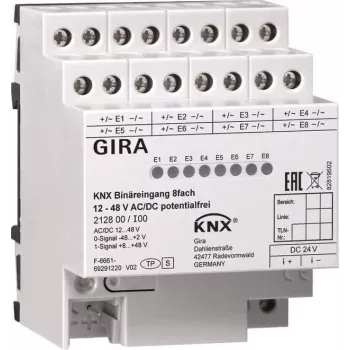Binārais ieejas modulis 8-kanālu KNX 12-8V AC/DC 212800 (212800)