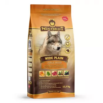 Sausā suņu barība Wolfsblut Wide Plain Large Breed — zirgs un saldie kartupeļi, 12.5 kg, 24% proteīns, 10% tauki