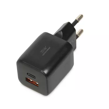 Ārējais tīkla adapteris IBOX ILUC42B 12V 2A, 33W, USB-A + USB-C PD3.0, QuickCharge 3.0, universāls