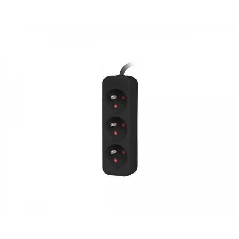Lanberg PS0-03E-0300-BK 3m melns 3x 230V pagarinātājs ar 3 kontaktligzdām no pilna vara