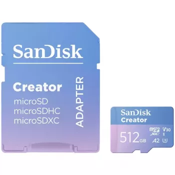 SanDisk Creator MicroSD atmiņas karte 512GB ar ātrumu līdz 190 MB/s