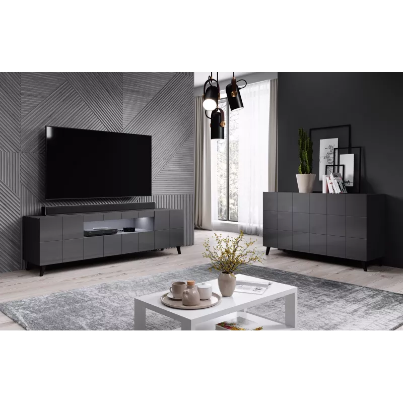 Cama Kumode 2D REJA grafīta pelēks glancēts/grafīta pelēks glancēts