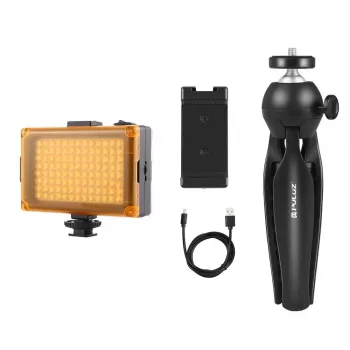 Statīvs Puluz PKT3131B ar iebūvētu LED lampu un telefona klipsi