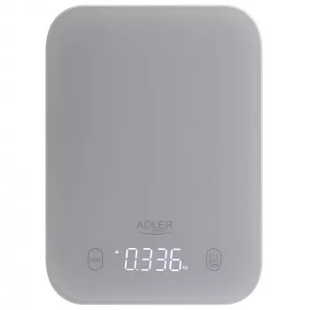 Virtuves svari Adler AD 3181, rūdīts stikls, 10 kg, 1 g precizitāte, LCD displejs, pelēks