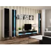 TV statīvs Cama Meble VIGO NEW 30/180/40, balta virsma, melns spīdīgs rāmis, 1800×400×300 mm