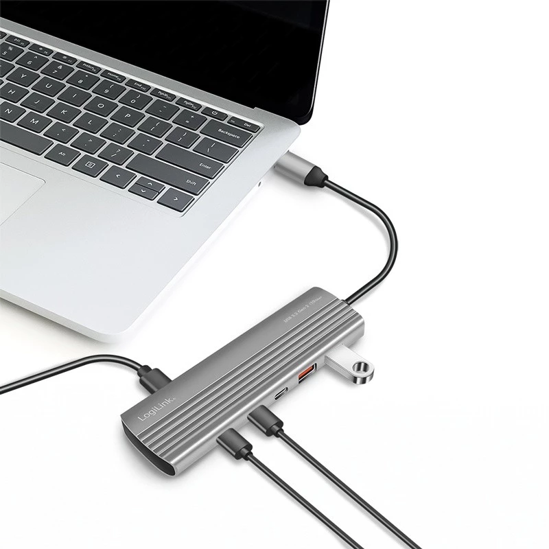 LOGILINK Ultra Slim USB 3.2 Hubs ar 2x USB-A un 8x USB-C, PD 100W
