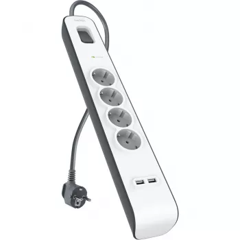 Pagarinātājs Belkin 525J ar 4 Schuko kontaktligzdām un 2 USB-A portiem, 2 m kabelis
