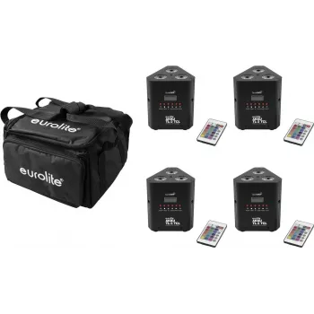 LED apgaismojuma komplekts EUROLITE AKKU TL-3 QuickDMX 4x ar mīksto somu