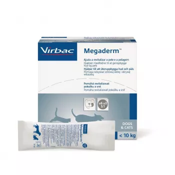VIRBAC MEGADERM MONO maisiņi 4 ml × 28 — ādas uztura bagātinātājs suņiem un kaķiem