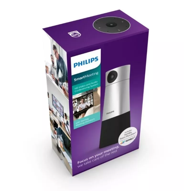 Philips PSE0550 SmartMeeting portatīva 4K kamera videozvaniem ar iebūvētu mikrofonu, 30 kadri/s, USB, melnā un sudraba krāsā
