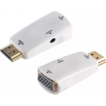 ShiverPeaks Cable Gender Changer S/CONN 10-01001 HDMI Type A – VGA D-Sub + 3.5mm, balts