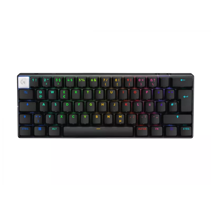 Logitech G PRO X 60 spēļu tastatūra, 60%, USB/RF bezvadu/Bluetooth, QWERTZ vācu, balta