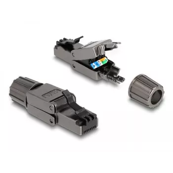Tīkla kabelis DeLOCK RJ45 spraudnis Cat.8.1 STP bezinstrumentu Melns
