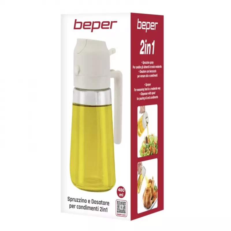 Beper C102SPE004 2-in-1 izsmidzinātājs un dozators eļļai un mērcēm, 480 ml