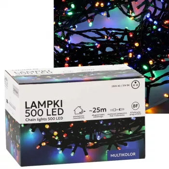LED virkne Extralink 500 LEDs daudzkrāsaina, 25 m, iekštelpām/ārtelpām, modelis EX.73318