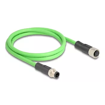 Tīkla kabelis DeLOCK M12 D-kodēts 4-pin vīrietis-sieviete PUR (TPU) 1 m