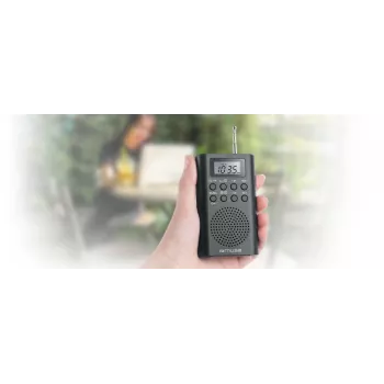 Pārnēsājamais radio Muse M-03 R ar FM PLL uztvērēju, LCD displeju, ārējo antenu, melns