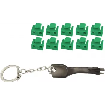 ShiverPeaks BS08-01031 RJ45 portu bloķētājs zaļš — komplekts ar 10 slēdzenēm un 1 atslēgu