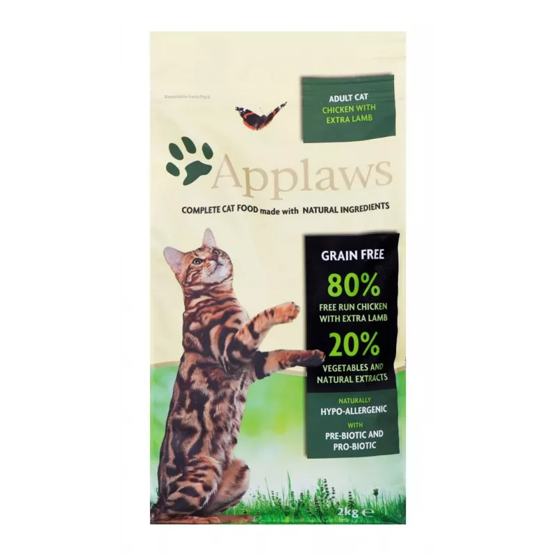 Sausā barība kaķiem Applaws Adult Chicken & Lamb 2 kg — bezgraudu, 36% olbaltumvielu, 16% tauku