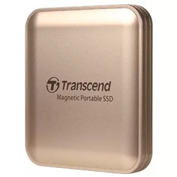 Transcend ESD420 1 TB portatīvais SSD disks zelta krāsā ar USB Type-C un MagSafe magnētisko stiprinājumu