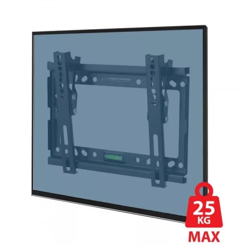 TV sienas stiprinājums ESPERANZA ERW010 14–50 collām (35.6–127 cm), slīpums 15°, VESA 75x75–200x200, maks. slodze 25 kg, melns