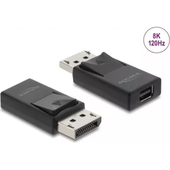 DELOCK DisplayPort uz Mini DisplayPort adapteris 8K ar HDR un HDCP atbalstu, viengabala USB kabelis