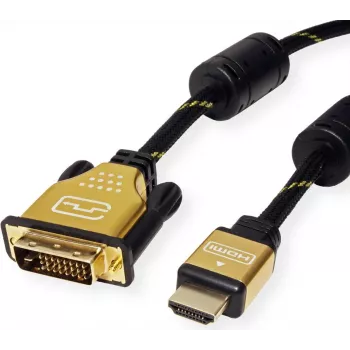 ROLINE 11.04.5896 Video kabeļa adapteris 1,5 m HDMI A tipa (standarta) – DVI-D Melns – Zelts (11.04.5896)