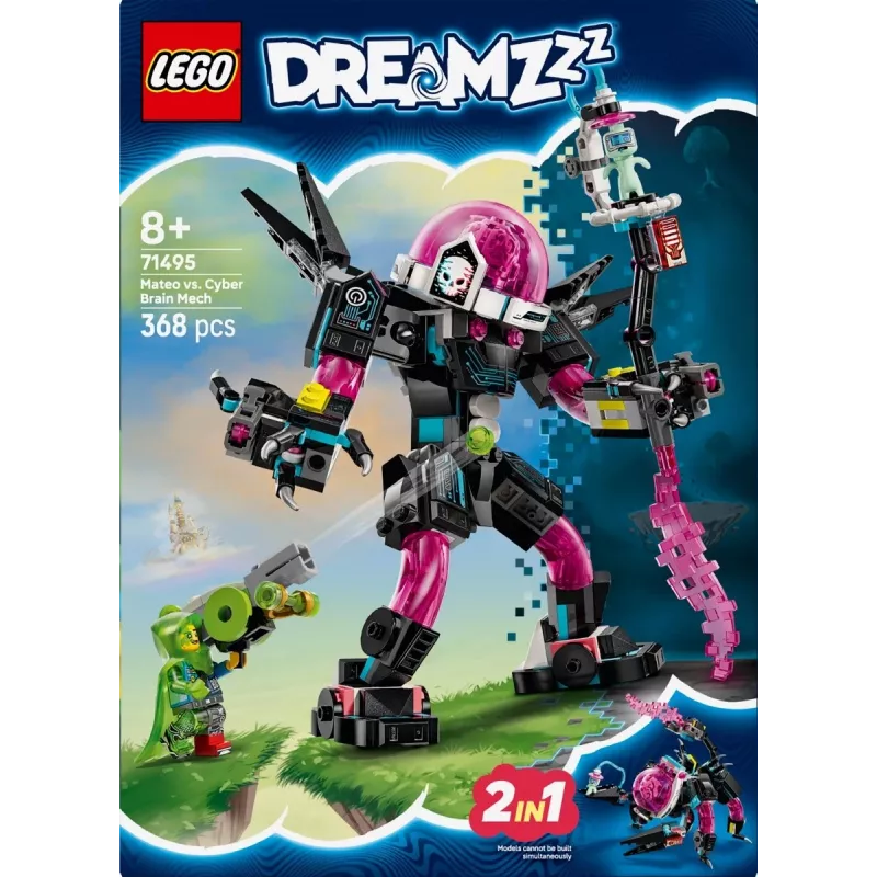 Konstruktors LEGO 71495 Mateo pret Kiberprāta mehu — rotaļu komplekts ar minifigūrām un uzbūvējamu mehu