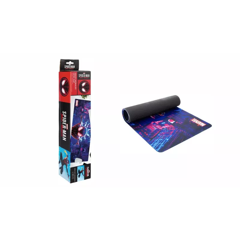 Paladone Spiderman Miles Morales galda paklājs — liels spēļu/darba virsmas paklājs, pretslīdes pamatne