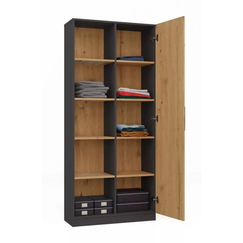 Biroja grāmatu skapja tops RD-80 ANT/ART KPL, 10 plaukti, skaidu plātne, 800×300×1820 mm