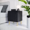 Naktsgaldiņu komplekts 2 gab. cama meble JUNGLE — 53,5×40,5×44 cm, matēts melns MDF/skaidu plātne, zelta kājas