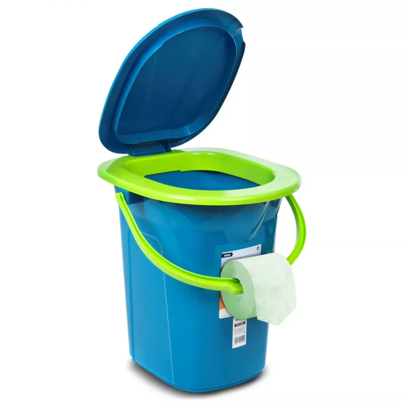GreenBlue GB320BL Pārnēsājams tualetes spainis ar vāku un rokturi, 19L, izturīgs un stabils
