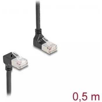 Tīkla kabelis DeLOCK RJ45 Cat.6A S/FTP Slīps 90° 0.5m Melns