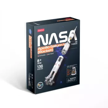 3D Puzle Cubicfun Apollo Saturn raķetes modelis — mēroga salikšanas izglītojošs komplekts