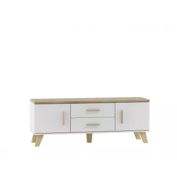 Cama RTV stand LOTTA 140cm Balts + sonoma oak