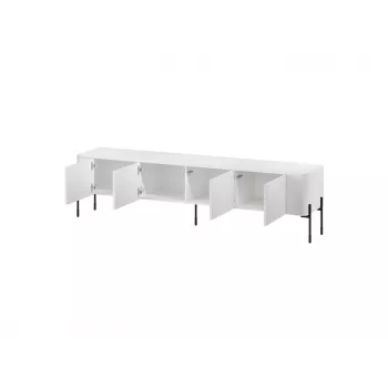 TV skapis Cama Meble VERA 190x40x50 cm, matēti balts, skaidu plātnes virsma