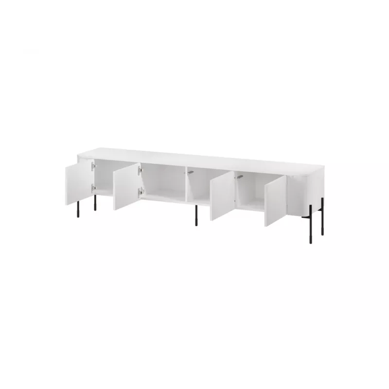 TV skapis Cama Meble VERA 190x40x50 cm, matēti balts, skaidu plātnes virsma
