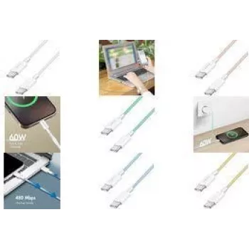 LogiLink USB 2.0 Type-C kabelis C/m> C/m Neilons 60W Zils - Kabelis - Digitāls/Dati (CU0351)