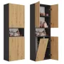 Vannas istabas skapis Top e Shop NEL 1K DK ANT/ART KP — Grafīts/Ozols, brīvi stāvošs, 5 plaukti, 600×300×1740 mm