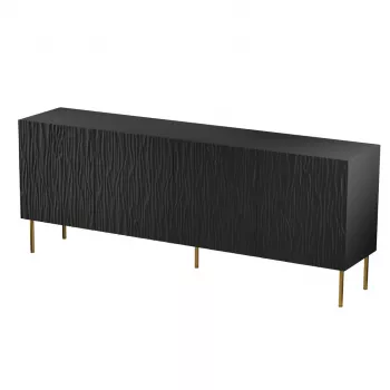 JUNGLE kumode 190x40.5x74.5 melns matēts + zelta krāsas kājas