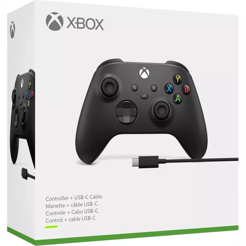 Microsoft Xbox Wireless Controller + USB-C kabelis Melns Spēļu kontrolieris Analogs / Digitāls PC, Xbox One, Xbox One S, Xbox One X, Xbox Series S, Xbox Series X