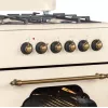 Gāzes-elektriskā plīts MPM MPM-56-KRM-14, 56 cm, 4 gāzes degļi, elektriskā cepeškrāsns, krēmkrāsa