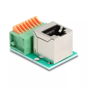 DeLOCK 90653 kabeļa dzimuma mainītājs RJ45 8 kontaktu spaiļu bloks Zaļš Sudrabs
