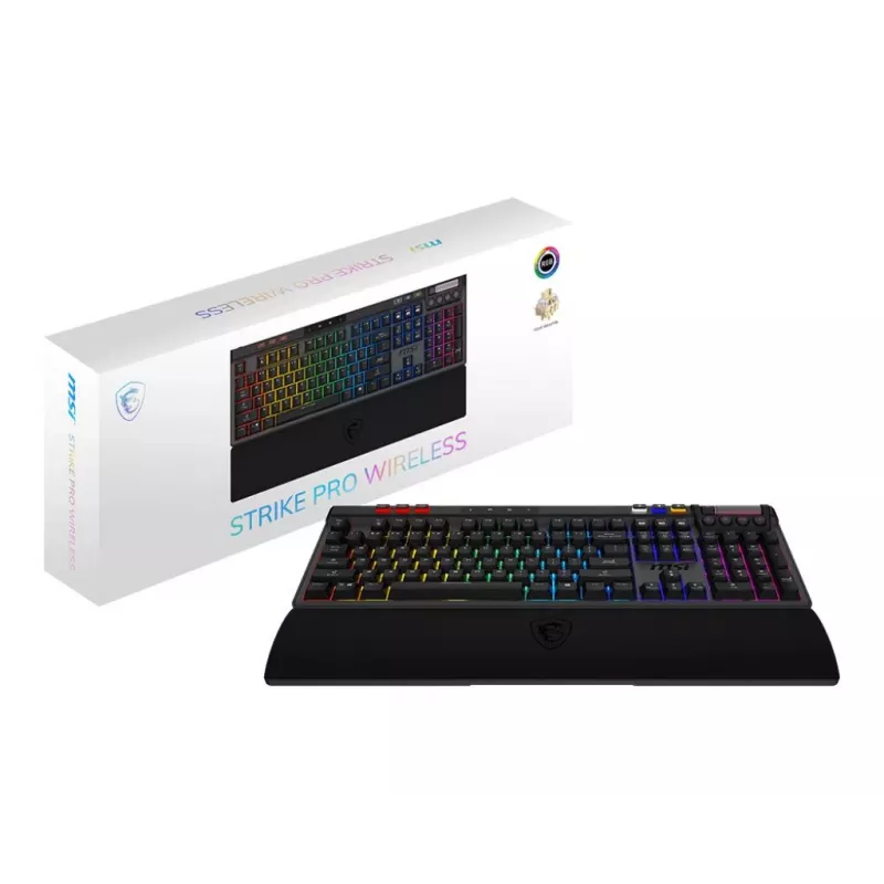 Mehāniskā spēļu tastatūra MSI Strike Pro W Silent US izkārtojums RGB fona apgaismojums, vadu, taustes klusie slēdži