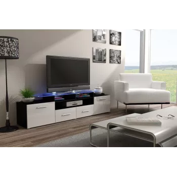 Cama TV statīvs EVORA 200 melns/balts glancēts