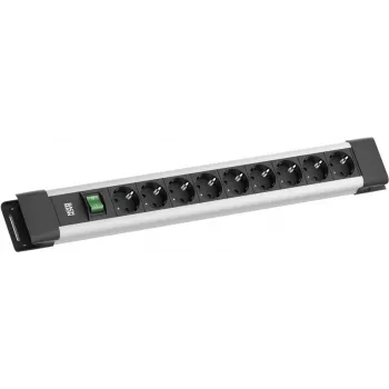 Pagarinātājs Bachmann CONNECTUS ar 9× CEE7/3 ligzdām, 1× slēdzi, 2,0 m vadu, CEE7/7 spraudni, pelēks