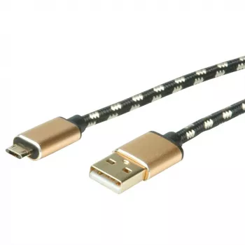 ROLINE 11.02.8820 USB kabelis 1,8 m USB 2.0 USB-C Micro-USB B Melns - Zelts (11.02.8820)